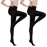 Koonero 2 Paar Blickdichte Damen Strumpfhose Microfaser 80 DEN (Schwarz)