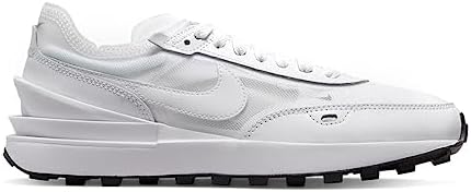 Nike Womens Waffle One Leather Textile White White Black Trainers 10 US | Image 2