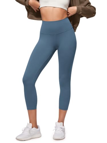 ODODOS Buttery Soft Lounge Yoga Leggings for Women Cropped Length 23" High Waist Yoga Pants, Ink Blue, X-Large