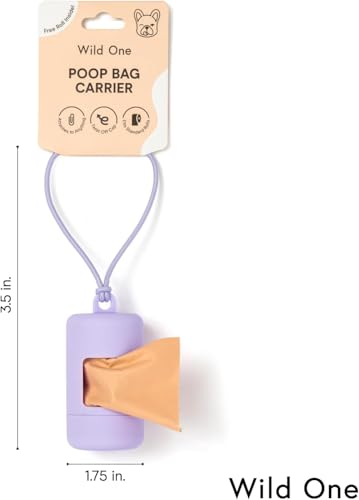 Image of Wild One Dog Poop Bag Holder and Dispenser with Leash Attachment, Leak Proof, Easy Twist Top for Refills, Includes 1 Box Of Bags, Orchid