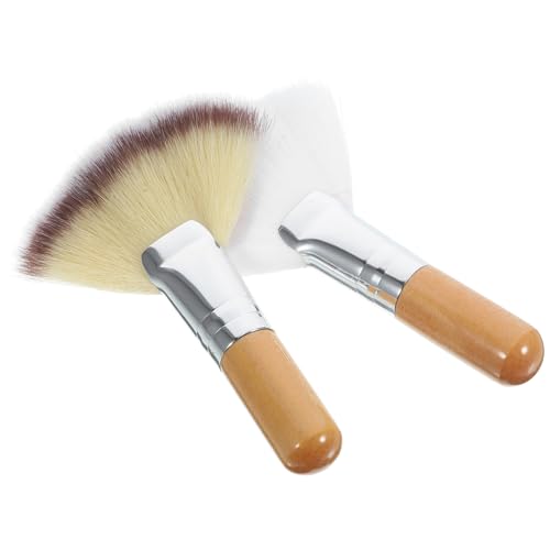 OSOLADY Facial Makeup Brush Set 2pcs for Loose Powder Setting Powder Blush Foundation Highlighting Safe Comfortable for Women Girls Ladies