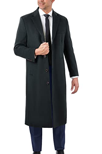 Image of THE SUIT DEPOT Mens Single Breasted Wool Cashmere Full Length Overcoat