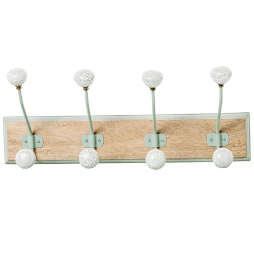 DRW Perchero de Pared de Madera con 4 Ganchos