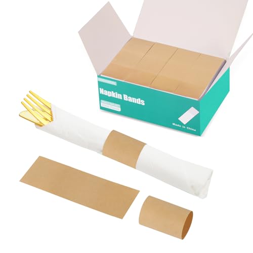 XINGYUNDEL Paper Napkin Bands,Napkin Rings Self Adhesive,Silverware Wraps Bands(Kraft,2000 pcs)