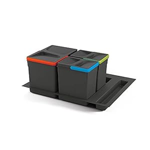 Emuca – Abfallsammler für schublade, Müllbehälter mit zuschneidbaren Basis, Kit aus Eimer mit höhe 216mm mit Basis 60cm