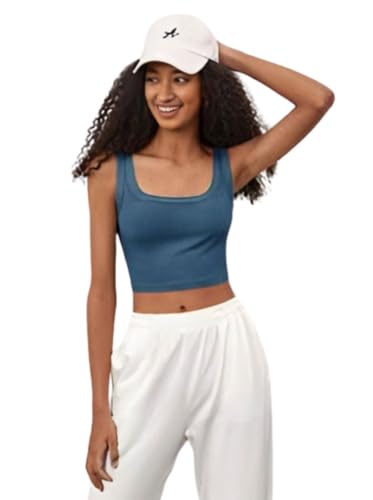 Image of Ben Martin Women's Cotton Stretchable Square Neck Sleeveless Tank Top