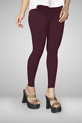 Image of Women's Cotton Skinny Leggings with Ankle Length Solid Pattern Mid Rise and Elastic Closure | Cotton Skinny Leggings for Womens