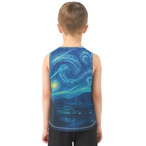 Starry Night Children Athletic Tank Tops Sleeveless Teens Vest Kids Undershirts for Biking Jogging Beach 3T3