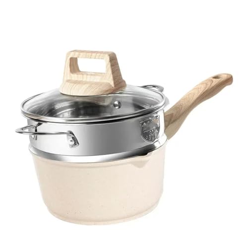 Juego de sartenes antiadherentes, olla de piedra para sopa, cacerola para leche con mango de madera, juego de utensilios de cocina, utensilios de cocina para cocina, olla vaporera de 18 cm
