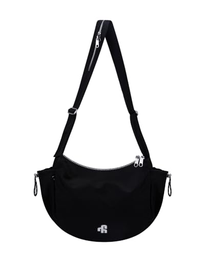 17L large travel Nylon Crescent Crossbody Bags for Women Men Sling Bag with Zipper Adjustable Strap travel Purse everydayuse