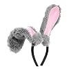 WOFASHPURET Plush Bunny Ears Headband Grey Lightweight Easter Hair Accessory Rabbit Ear Hair Hoop for Women Cosplay Party Favor