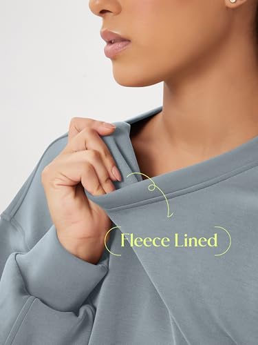 Image of ODODOS Modal Soft Long Sleeve Cropped Sweatshirts for Women Oversized Crew Neck Pullover Crop Top