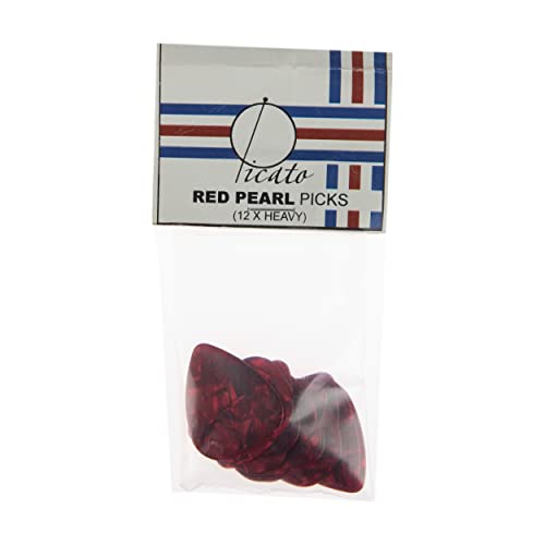 Picato Pearl Lot de 12 médiators lourds Rouge - Les Beatles, Paul McCartney, John Lennon, RIngo Starr, George Harrison Picato Pearl Lot de 12 médiators lourds Rouge