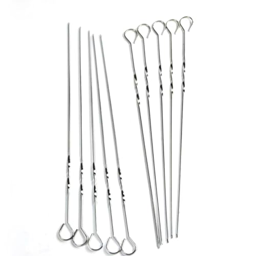 Mipcase 14Pcs Reusable Stainless Steel Barbecue Skewers for Grilling Bbq Sticks with Loop Handle Outdoor Kabob Tools for Home Parties and Picnics