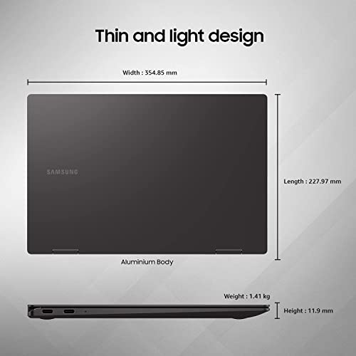 Samsung Galaxy Book2 Pro 360 Intel 12th Gen i7 EvoTM 15.6"(39cm) Touchscreen 2-in-1 AMOLED Thin & Light Laptop (16 GB/512 GB SSD/Windows 11/MSO Home & Student 2021/Graphite/1.41Kg), NP950QED-KA1IN - Image 3