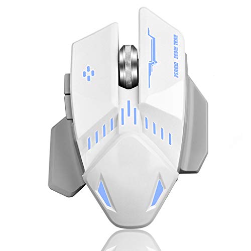 Wireless Gaming Mouse Rechargeable Up to 7200DPI 7 Changeable Color MOO RGB Ergonomic Wireless Mouse for Computer PC Laptop Tablet Mac White