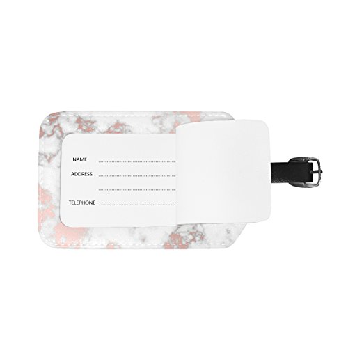 image for ALAZA Cooper girl Rose Gold Marble Luggage Tag Travel ID Label Leather