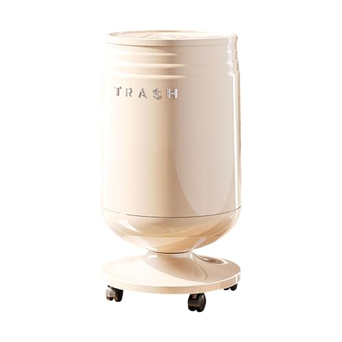 SZLIFE Cestino per rifiuti con Ruote, Contenitore per rifiuti con Coperchio Ribaltabile, Cestino Decorativo Multiuso con Coperchio per dormitorio, Cucina, Bianco, L