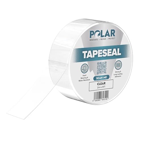 Polar TapeSeal - 2" x 5 ft (5cm x 1.5m), Clear - Rubberised Waterproof Repair Tape for Roofs & Gutters - Leak Sealer for PVC & Plumbing Pipes - Easy to Use DIY Tool for Indoor & Outdoor option