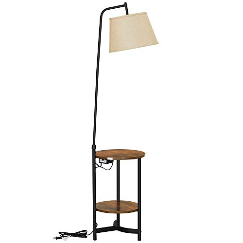 Greatest Product VASAGLE Floor Lamp with Storage Shelves, Nightstand with Lamp Shade, Bedside Table, Steel Frame, Bulb Not Included, Industrial, for Bedroom, Rustic Brown and Black ULFL060B01 Hot Deals VASAGLE Floor Lamp with Storage Shelves, Nightstand with Lamp Shade, Bedside Table, Steel Frame, Bulb Not Included, Industrial, for Bedroom, Rustic Brown and Black ULFL060B01