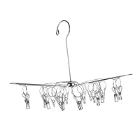 Cabilock Foldable Stainless Steel Drying Rack Hanger with Clips for Socks Underwear and Hats Space-saving Balcony Air Drying Clothes Hanger Stand Indoor Multi-clip Laundry Organizer for Use