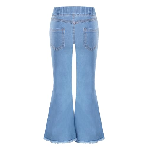 JanJean Kids Girls Elastic Waist Slim Fit Bell Bottom Denim Pants Casual Distressed Ripped Stretch Skinny Flare Jeans2