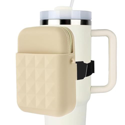 Stanley Quencher Adventure 40oz & IceFlow 20oz/30oz Water Bottle Bag Portable Gym Accessories with Zipper Storage for Cards & Keys Beige