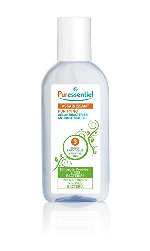 Puressentiel Antibacterial Gel 80 ml - Anti-bacterial, anti-viral, softening - 99.9% viruses and bacteria destroyed - Anti-drying aloe vera, bioalcohol, essential oils of tea tree, lemon, lavandin