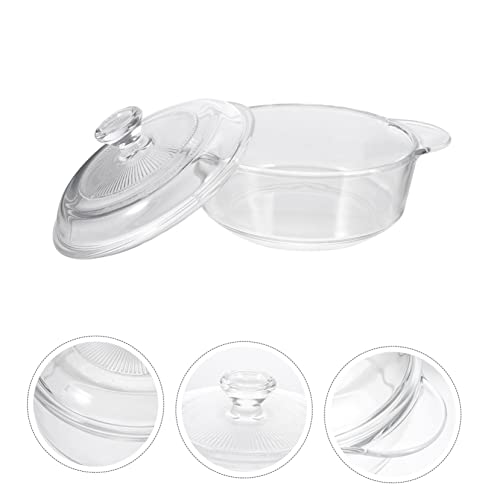 Miniatura 5 de Toyvian Olla De Vidrio Templado Con Tapa Y Doble Asa Resistente Al Calor Para Guisos Caseros Y Cocina Horno Y Microondas