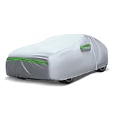 AUQDD 6-Layers Premium Sedan Car Cover Waterproof All Weather Weatherproof UV Sun Protection Snow Dust Storm Resistant Outdoor Exterior Custom Form-Fit Full Padded Car Cover with Straps 178'-189' K2