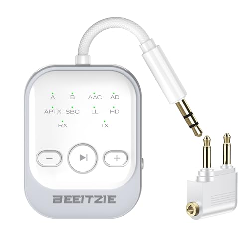 Beeitzie Ultra Bluetooth 5.4 Transmitter & Receiver,2-in-1 Wireless Audio Transmitter for TV/PC/Airplane, Dual Pairing for AirPods/Headphones, AptX LL& HD, Aux for Home/Car Stereo & Speakers