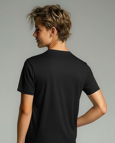 Image of Real Essentials 5 Pack: Boys Breeze Tech Dry-Fit Short Sleeve Athletic T Shirt Active Workout Gym Kids Youth