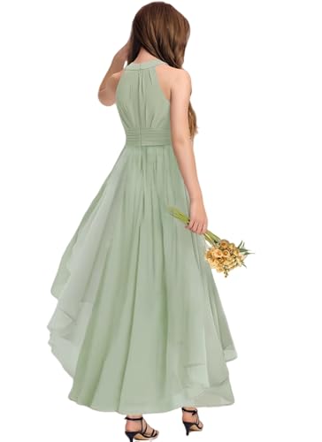 Chiffon Junior Bridesmaid Dresses Pleated Flower Girl Dress High-Low Evening Formal Party Gown for Wedding3