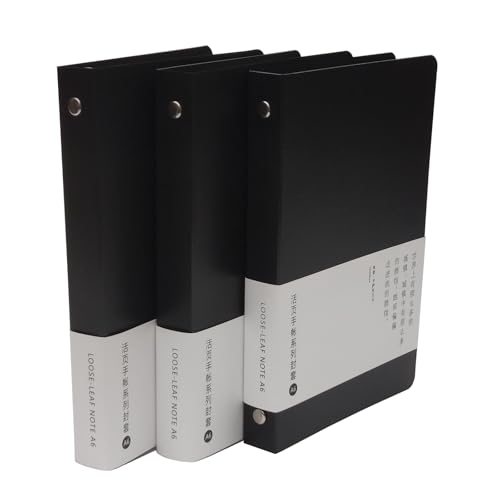 Classeur de poche A6 noir souple imperméable avec anneaux pour feuilles mobiles