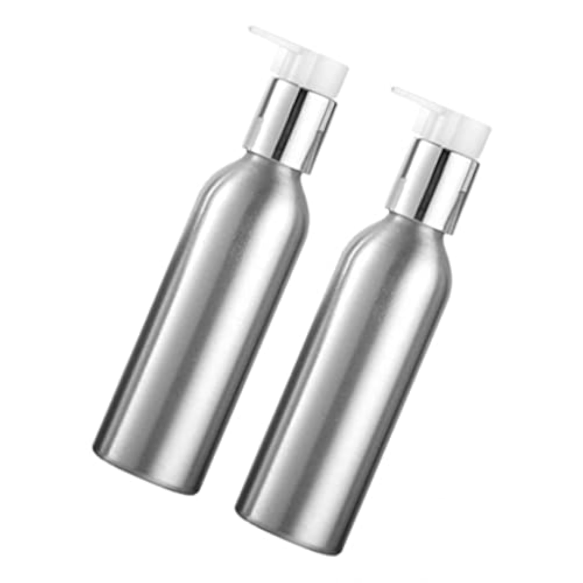 2x Empty Makeup Shampoo Pump Bottles, Aluminum Cream Containers