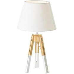 Lamparas Para Salon Estilo Nordico LOLAhome Lámpara de sobremesa nórdica blanca de madera para salón Vitta