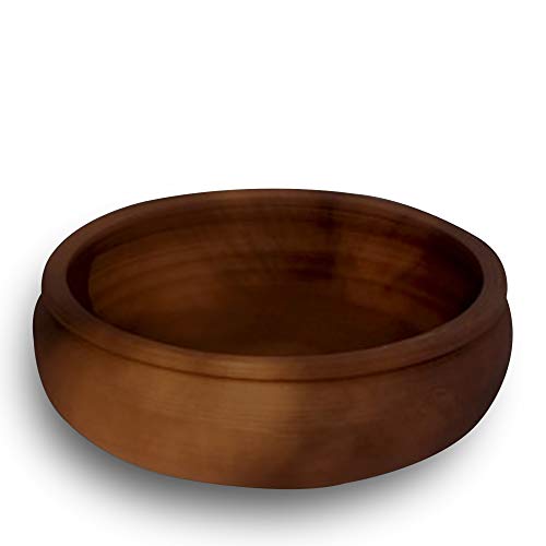 Clay Cooking Round Pan, Clay Pots for Cooking, UNGLAZED Earthenware Twice Baked Sturdy Trays, Traditional Casserole for Cooking on STOVE Top, Vintage Portuguese Terracotta Roaster (LARGE)