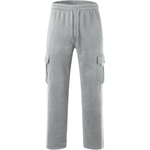 Men's Cargo Sweatpant with Pockets Wide Leg Sweat Pants Casual Loose Drawstring Track Pant Elastic High Waist Trouser3