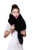 Fosrion Luxury Real Fox Fur Scarf - Natural Color, Ethically Sourced Nordic Fox Fur Collar for Men and Women (Black)