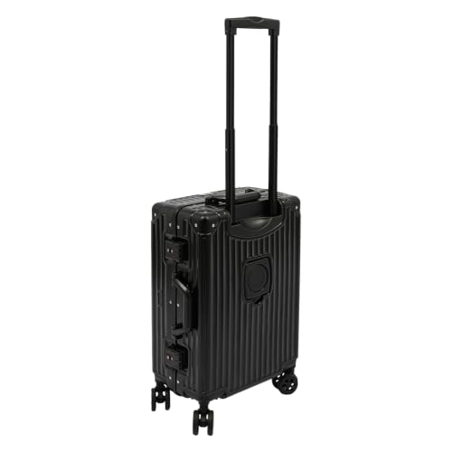 Macahimia 20in/24in Carry On Luggage, Boarding Suitcase with Cup Holder, Dedicated Compartment Suitcase with Password Locks, 4 Wheels, Adjustable Telescopic Handle (Black,en_US,Black,15x8.8x23.6in)