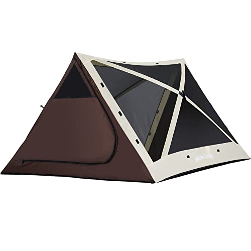 Image of MASTERCANOPY 7x7 Portable Screen House Room Pop up Gazebo Outdoor Camping Tent (7x7, Beige&Coffee)
