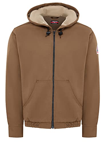 Image of Bulwark Flame Resistant 11.5 oz Cotton /Nylon Excel FR ComforTouch Brown Duck Hooded Jacket