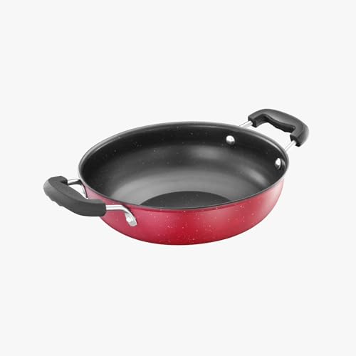 Image of JENSONS Premium Wellness Red Non-Stick Kadhai | Cool Touch Bakelite Handles | Pure Grade Iron| PFOA Free|1.7 litres Capacity | Size 22 cm Kadai |