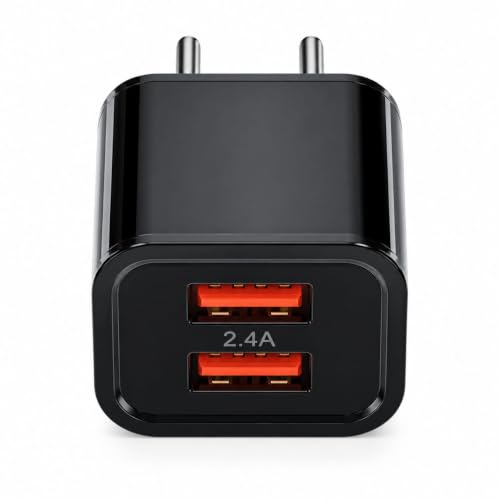 Image of Jmax 2.4A Dual USB Mobile Charger with Free Micro USB Cable | Fast Charging Dual USB Wall Charger Adapter | Smart IC Protection | Compatible with Nokia, Samsung, Lava, Jio, OnePlus, Realme, Oppo