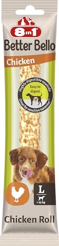 8in1 Better Bello Chicken Roll L - leicht verdauliche Kaurolle für große Hunde mit Huhn, Kauartikel für Hunde mit empfindlichen Magen, 80g Beutel (1 Stück)