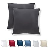 Fundas de Cojine 45x45 cm Juego de 2 Funda de Almohada del Sofá Decorativas Hipoalergénicas Cuadradas en Microfibra Antiácaros Transpirable Hipoalergénico para la decoración del hogar Gris Oscuro