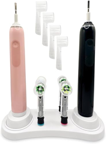 Soporte Porta cepillos de Dientes Eléctrico,para 4 Cabezales de Cepillo de Dientes Eléctricos - Soporte Cepillo de Dientes electrico y 4 Fundas para Cabezales (No Incluye Cargador)