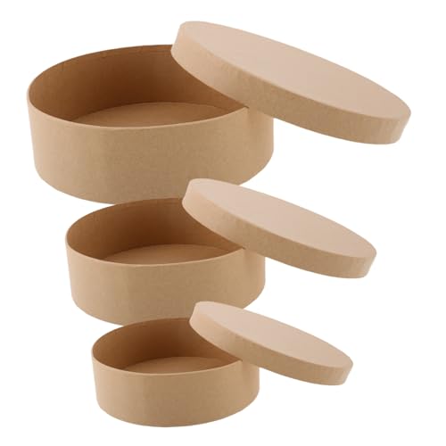 TEHAUX 3 piezas Cajas Redondas de Papel Kraft para Regalo y Almacenamiento de Unidades para Dulces Chocolates y Manualidades con Tapa para Presentación Elegante