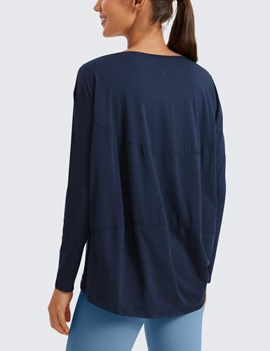 CRZ YOGA Pima Cotton Long Sleeve Workout Shirts for Women Loose Fit Athletic Yoga T-Shirts Casual Boat Neck Fall Tops2