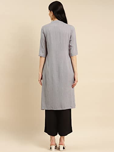 Image of rangita Yellow Rayon Calf Length Striped Straight Kurti for Women | Kurta for Women